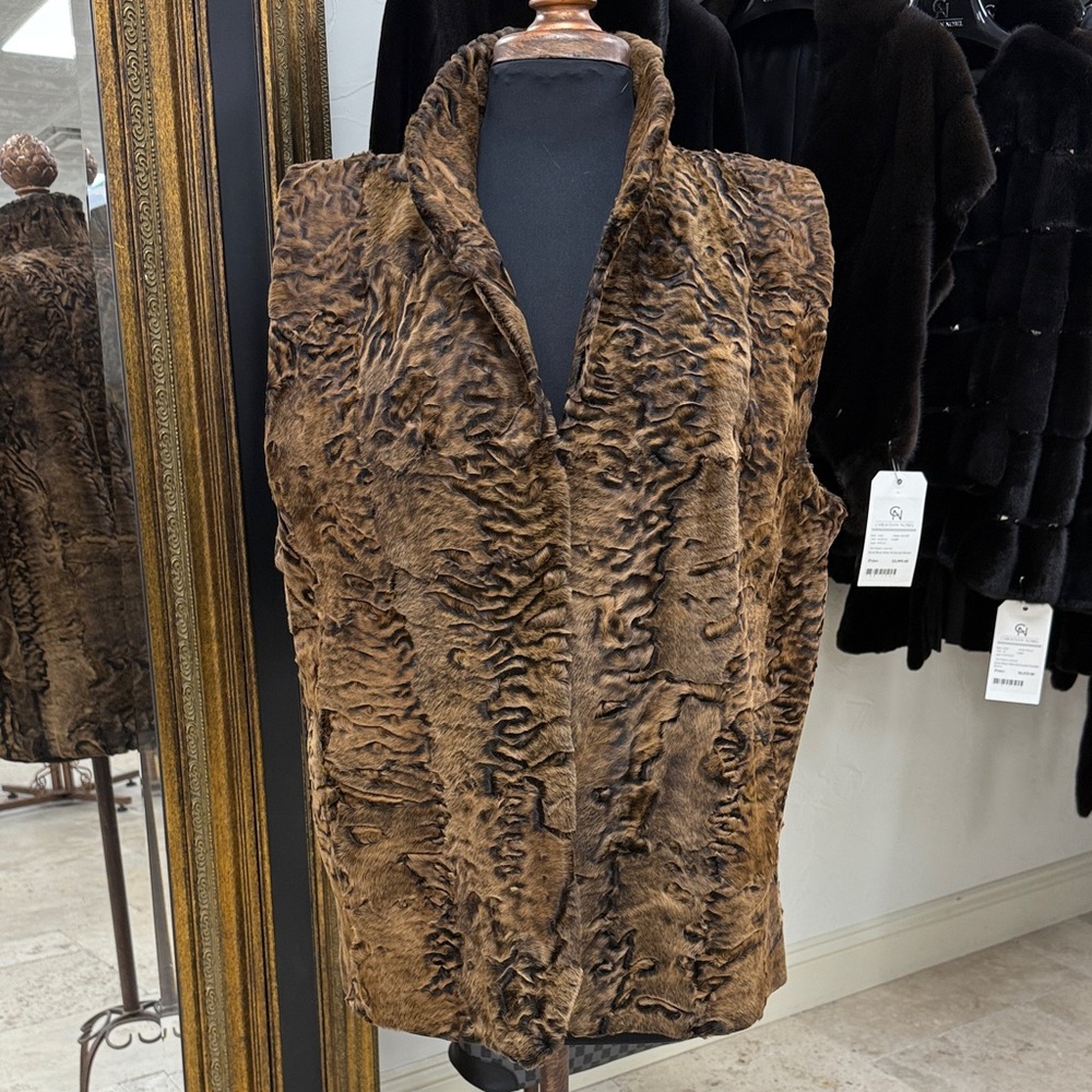 Dyed Tobacco Broadtail Fur Vest